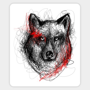 Bloodlusted Wolf Scribbled Print Design Sticker